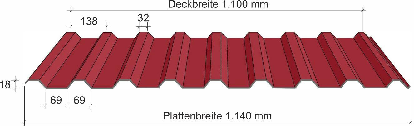 Stahl-Trapezprofil S 20/138 für Dach